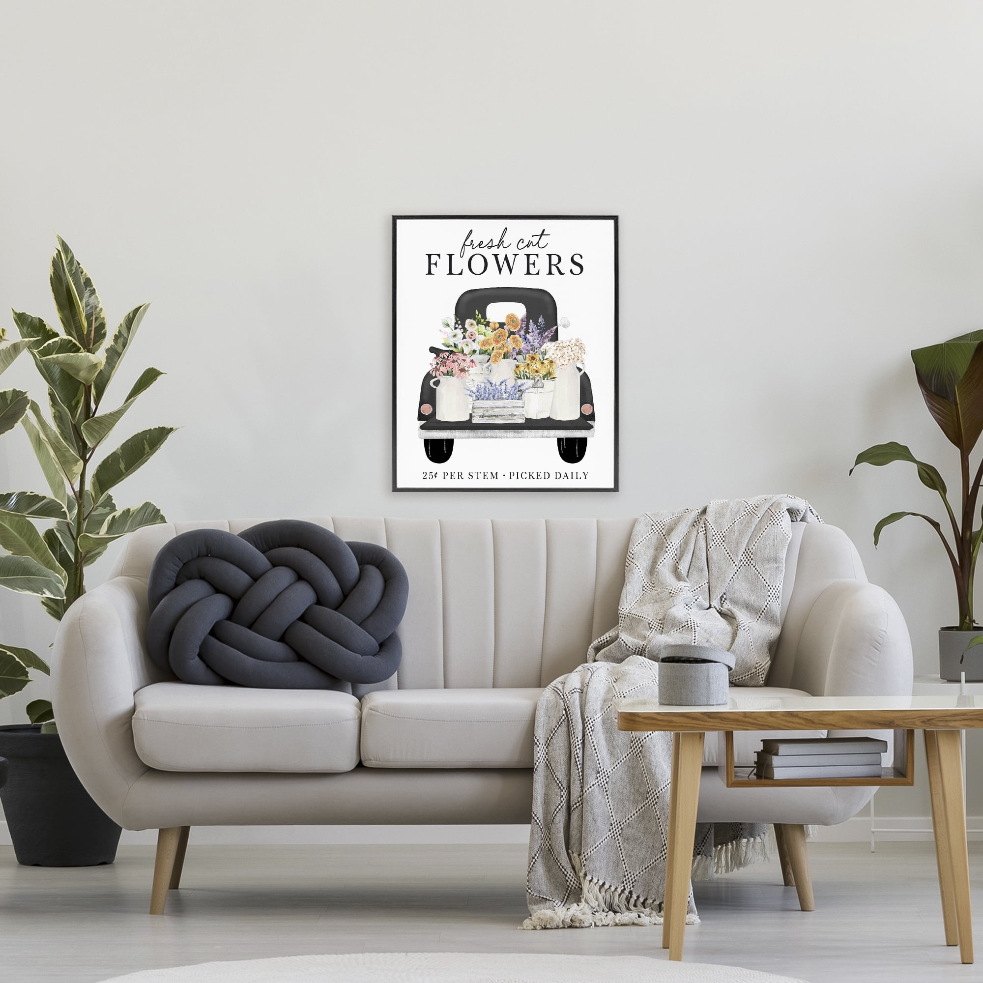 Fresh Flowers Picked Daily Black Framed Giclee Art, design by Lettered and Lined