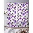thumbnail image 3 of Sheer Curtains 96 Inches Long 2 Panels, Watercolor Flowers Purple Black Grey Rod Pocket Curtain Voile Draperies, Pastoral Floral Light Filtering Window Treatment for Living Room Kitchen Bedroom, 3 of 8