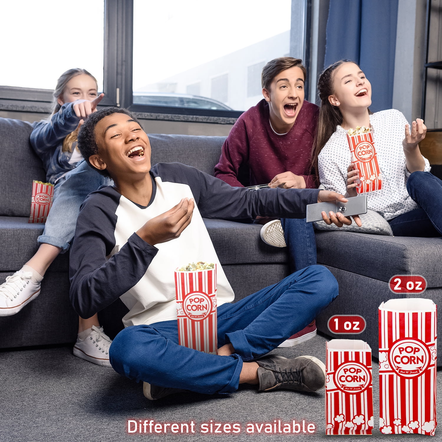 Stock Your Home Paper Popcorn Bags Bulk 2 Oz Red And White Disposable