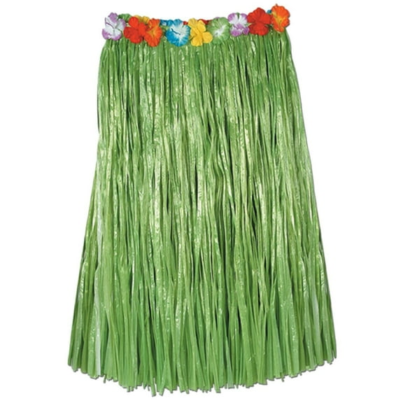 Beistle Adult Artificial Grass Hula Skirt with Floral Waistband green (Case of 12)