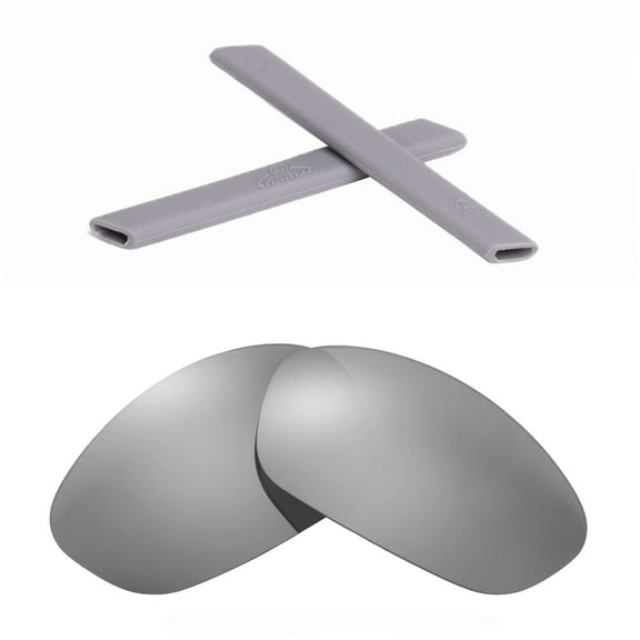 Walleva Titanium Replacement Lenses And Grey Earsocks for Oakley Straight Jacket Sunglasses