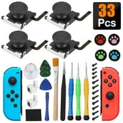 3D Analog Joystick Thumbstick Repair Kit Fit for Nintendo Switch Left Right Joy-Con Controller, Switch 3D Analog Joystick Replacement Part, Thumbstick Caps, Metal Buckles, Screwdriver Pry Repair Tools