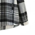 thumbnail image 5 of IROINNID Women's Shacket Jacket Turndown Lapel Plaid Long Sleeve Loose Casual Brushed Top Pocket Single Breasted Check Woolen Jacket, Black, 5 of 5