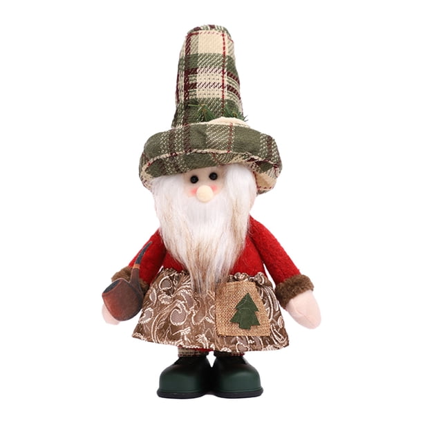 Aooww Christmas Decorations Figurine Telescopic Length Christmas Ornament Snowman Reindeer Santa Claus Plaid Standing Home Decorations Doll Soft Door Window Table Tree Holiday Decor, A
