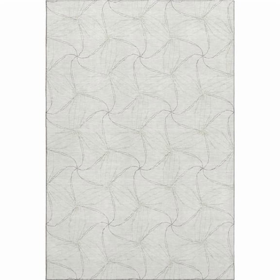 HomeRoots 676572 10 x 14 ft. Ivory & Gray Geometric Transitional Washable Machine Made Rectangle Area Rug with UV Protection