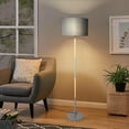 thumbnail image 3 of Modern Floor Lamp with 8W LED Bulb - Foot Switch & Fabric Shade - Tall Metal Stand for Living Room, Bedroom, Office - Gray Finish, 3 of 15