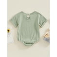 thumbnail image 4 of Bslissey 3M 6M 12M 18M Baby Girls Boys Bubble Romper Rolled Up Short Sleeve Solid Color Jumpsuit Newborn Infant Casual Crew Neck T-shirt Bodysuit Summer Clothes, 4 of 9