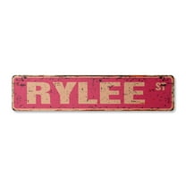 RYLEE Vintage Aluminum Street Sign Childrens Name Room Metal Sign rustic metal tin | Indoor/Outdoor |  30" Wide