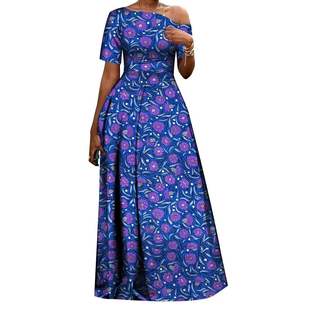 african formal dresses for sale BintaRealWax Women Elegant V Neck Office Midi Dresses with Belt Riche Cotton Big Hem Midi Dress Africa Print Clothing batik flower cloth Formal Wedding