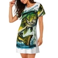 thumbnail image 2 of Lsque Big bass fish Pattern Nightgowns for Women Sleep Shirts Short Sleeve Nightshirt Pullover Nightdress Soft Sleepwear Relaxed Fit Nightdress, 2 of 6