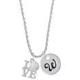 thumbnail image 1 of Delight Jewelry Love with Volleyball Silvertone Script Initial Disc - W - Charm Necklace, 20"+3", 1 of 4