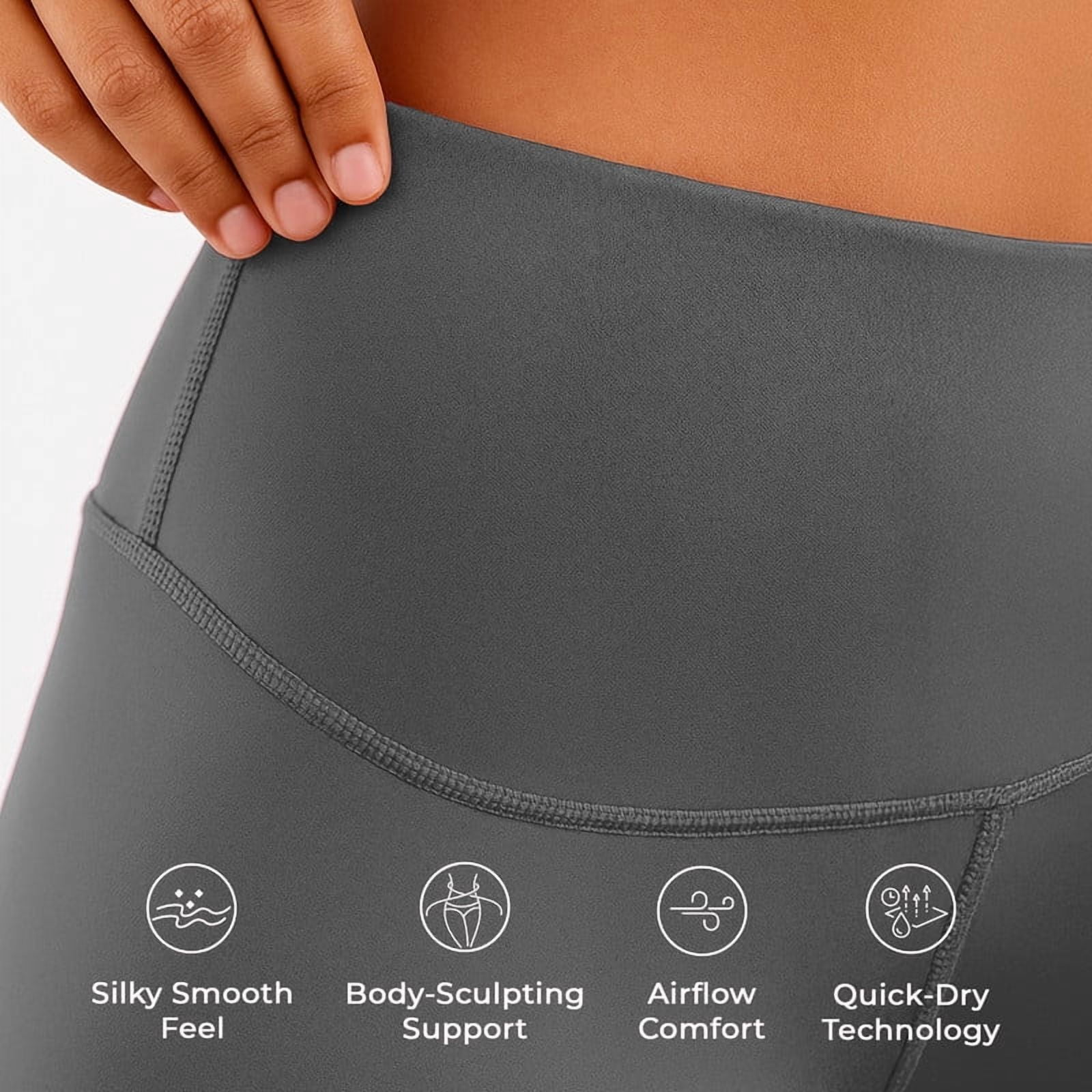 Lux Decor Women's High Waist Leggings with Pockets - Buttery Soft 4-Way Stretch Tummy Control Non-See-Through Squat Proof Yoga Pants for Workout, Gym & Running, Dark Grey - XL (US)