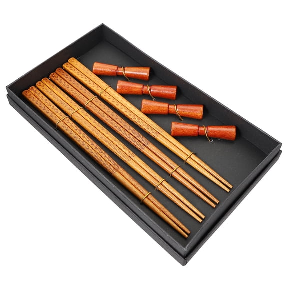 LEORX 1 Set 4 Pairs Of Japanese Chopsticks Reusable Wood Chopsticks Holder Rest Rack For Daily Use