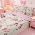 thumbnail image 3 of meiyoeat meiyoeat Sweet Cowgirl Boot Zipper Full Size Comforter Sets with Fitted Sheet and 2 Pillowcases For Girls, Pastel Bow Pattern Zipper Bedding Set For Kids,Pink Reversible,4-Piece, 3 of 7