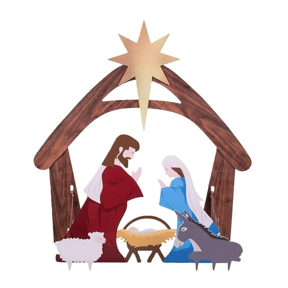 2.5ft Outdoor Nativity Scene, Weather-Resistant Decor, Nativity Scene Outdoor Christmas Holy Family Yard Decoration, Holy Family Nativity Set Outside Display Christmas Decorations for Front Yard Lawn