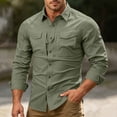 thumbnail image 4 of Ceisia Men Ripstop Long Sleeve Tactical Button Down Shirt Dual Chest Pockets Breathable UPF 50 Outdoor Hiking Work Military Top Army Green XXL Gift, 4 of 9