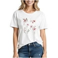 thumbnail image 2 of Tnhcen Women's Summer White Cotton Crewneck T-Shirt with Cartoon Print - Casual Basic Tops Plus Size S-2XL Breathable Soft Tops, 2 of 4