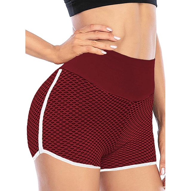 Womens High Waisted Scrunch Butt Lift Shorts Side Drawstring Lift Anti Cellulite Leggings Sport Tights