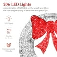 thumbnail image 3 of Best Choice Products 60in Pre-Lit Outdoor Christmas Wreath, LED Metal Holiday Decor w/ 206 Lights, Bow - Silver/Red, 3 of 7