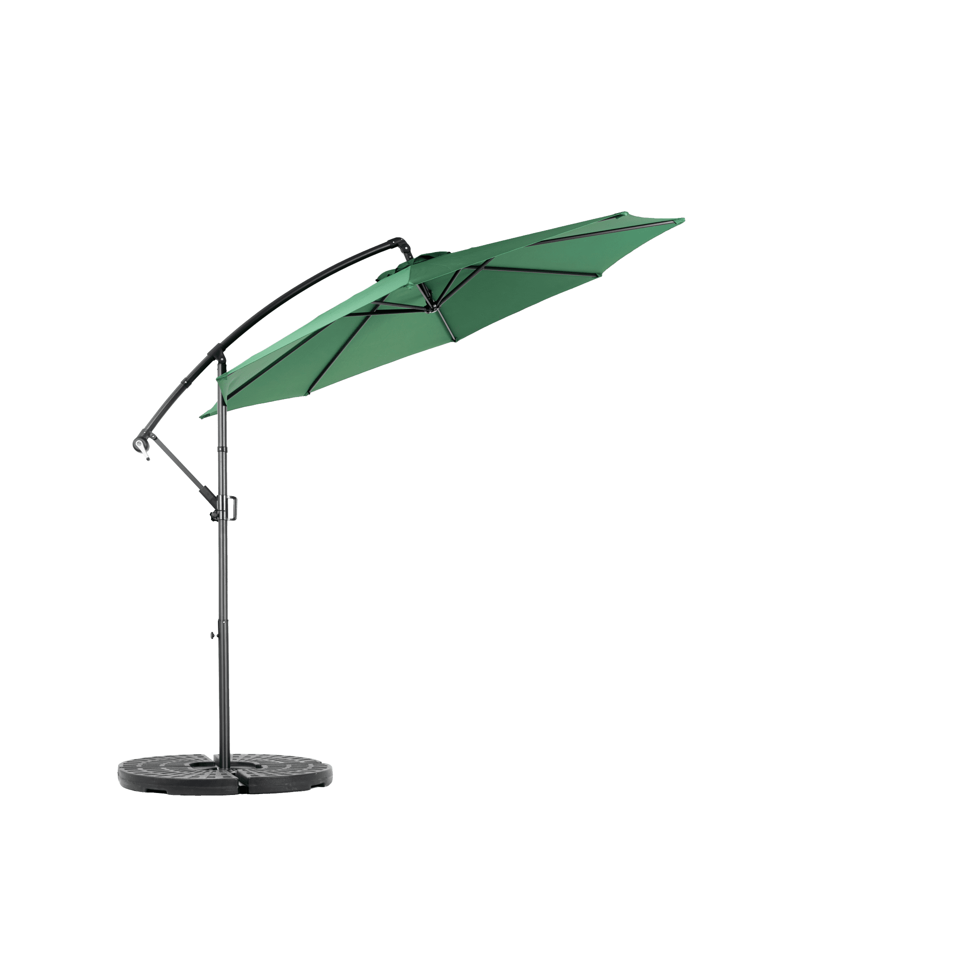 Leumius 10ft Outdoor Patio Umbrella,Outdoor Offset Cantilever Umbrella with 8 Sturdy Ribs and Easy Tilt Adjustment,Patio Market Umbrella for Pool Deck Porch Backyard Garden,Dark Green(No Base)
