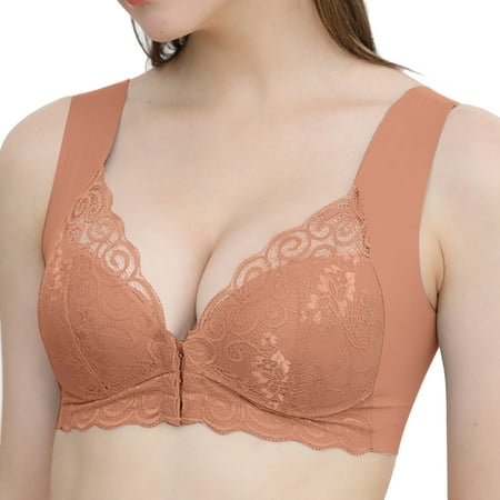 

Fashion Sexy Woman Bra Women Full Cup Thin Underwear Plus Size Front Button Wireless Sports Lace Bra Breast Cover Large Size Bras