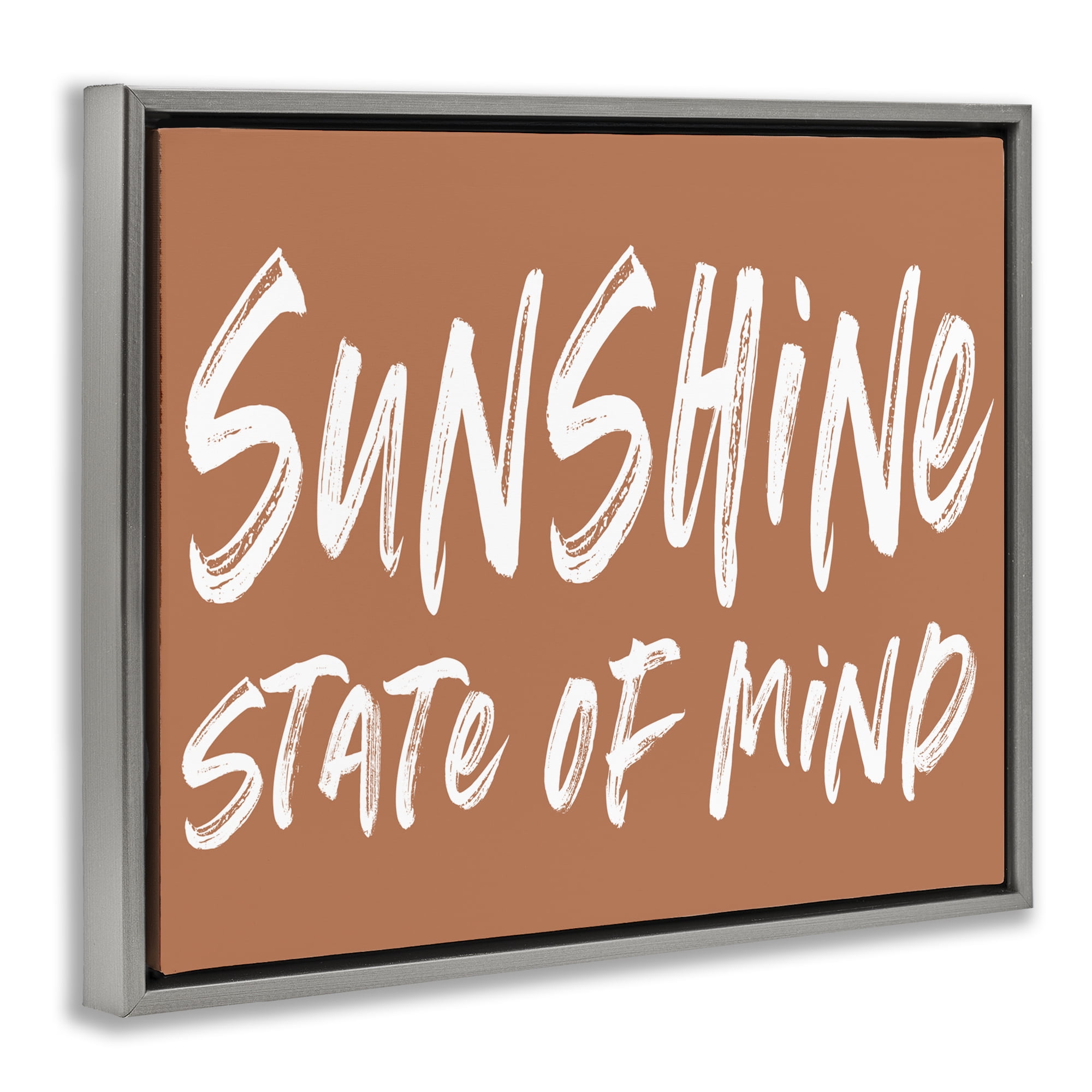 Summery Sunshine State Of Mind Gray Framed Floater Canvas Wall Art, design by Lettered and Lined