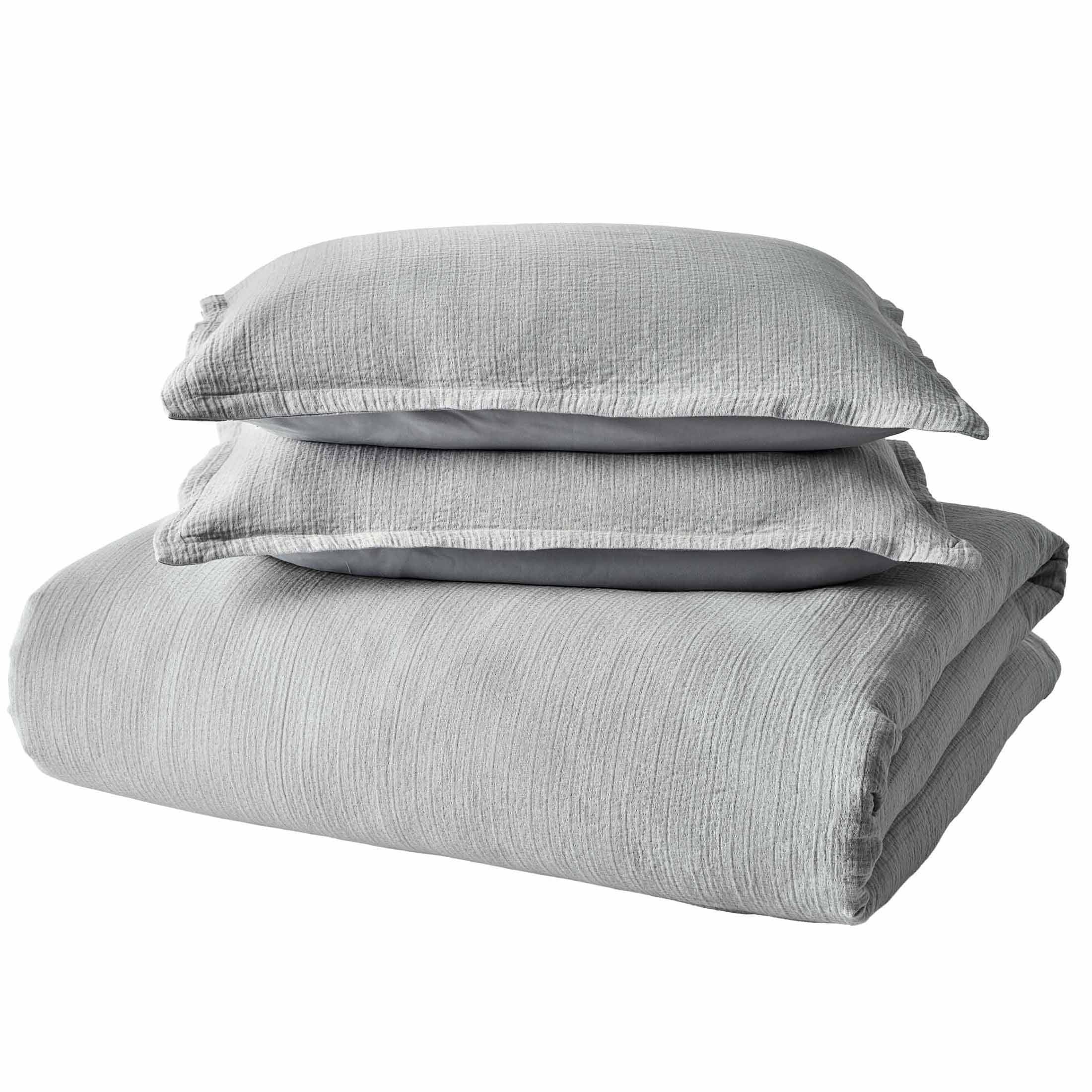 Better Homes & Gardens 3-Piece Silver Crinkled Gauze Duvet Set, Adult Full/Queen