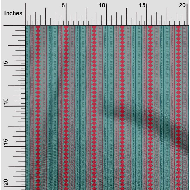 oneOone Cotton Silk Fabric Stripe & Diamond Block Print Fabric By The Yard 42 Inch Wide