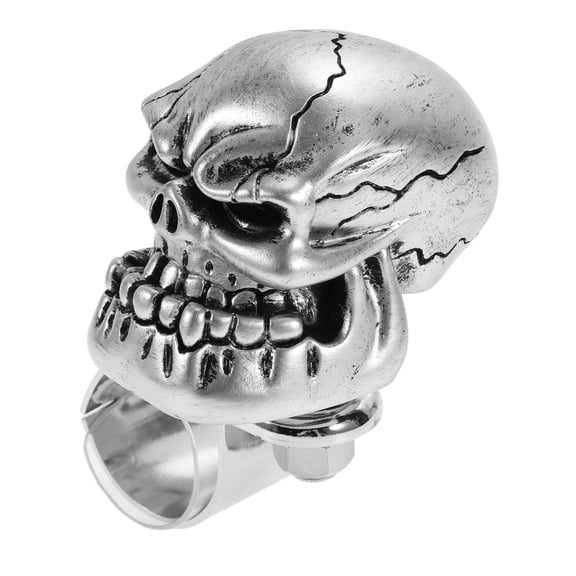 30.5mm Car Steering Wheel knob Large Skull Vehicle Steering Wheel Rotator Ball for SUV Pickup Trucks Semi-Trailers Vans Boats Silver Tone 1 Pc
