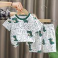 thumbnail image 2 of TOWED22 Newborn Baby Boy Outfits 2pcs Cotton Short Sleeve Top Tee Cute Seal Print Casual Cargo Shorts Clothes(Green,4-5 Y), 2 of 4