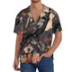 thumbnail image 1 of Balery Moonlit Crow Blossoms Camisa Casual de Manga Corta con Botones para Hombre, Texturizada, Estilo Cubano, para Playa, Verano-Small, 1 of 5