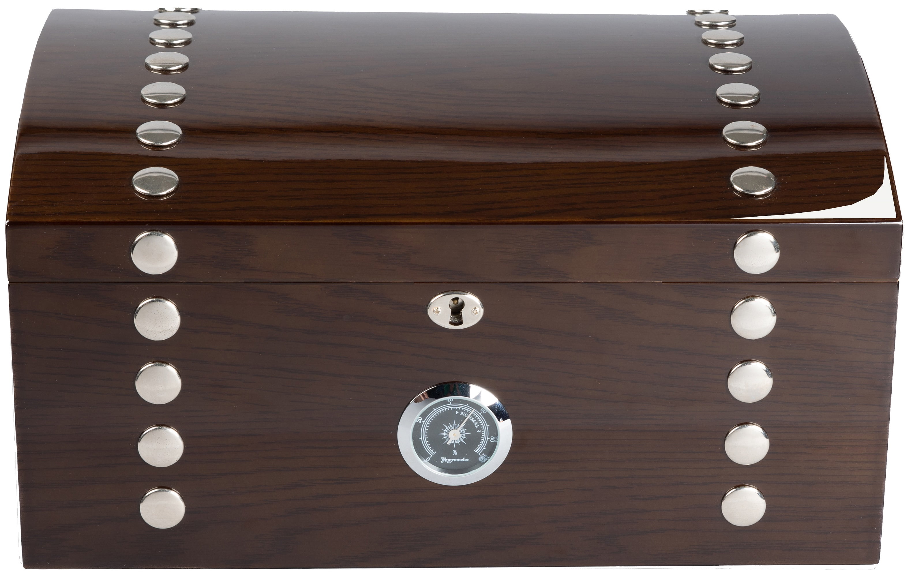 Montgomery Studded Chest Cigar Humidor - Dark Mahogany Lacquer Finish - Capacity: 150