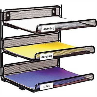 Mesh Shelving - Staples Black Wire Mesh 3-Tier Desk Shelf