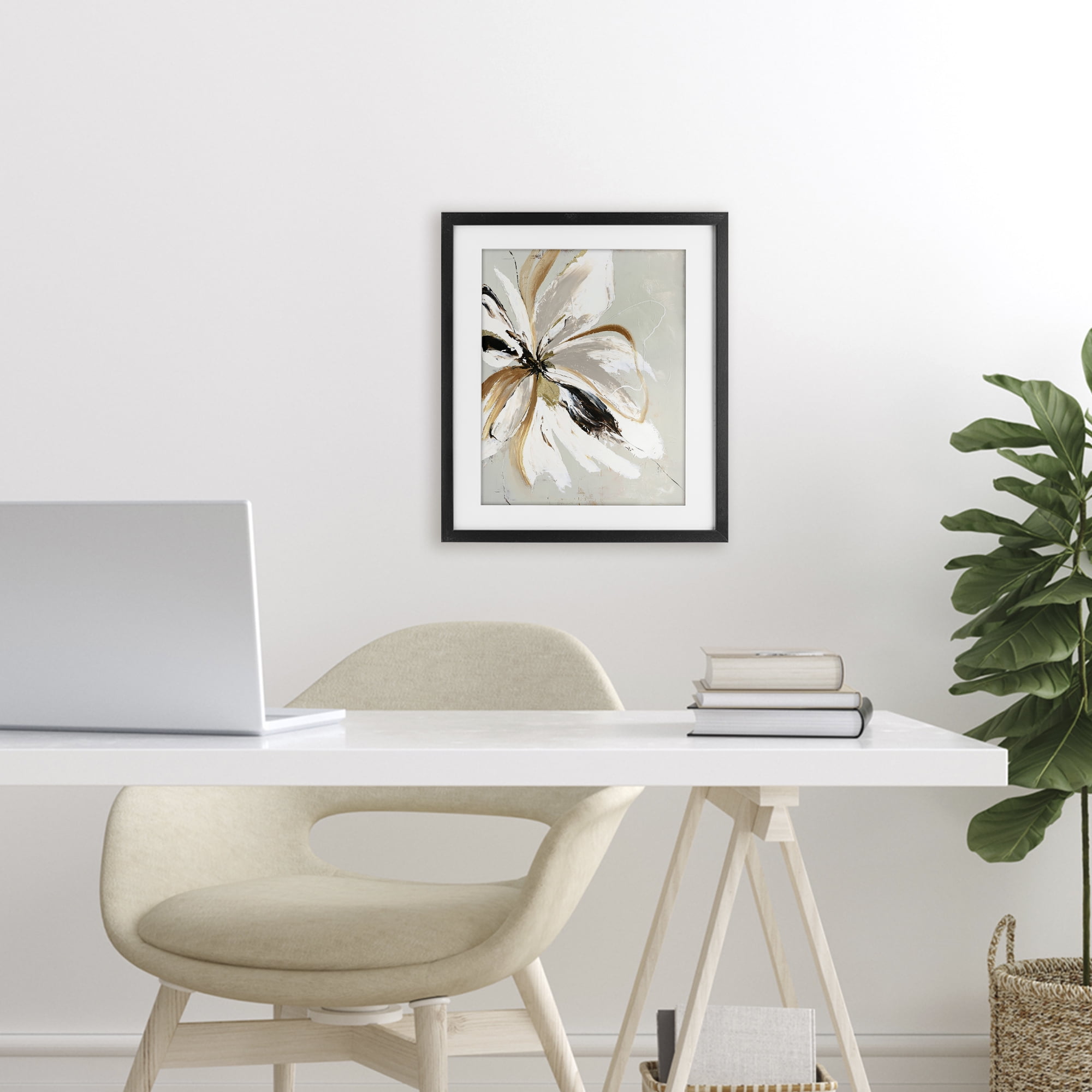Expressive Cornelia Flower Black Framed Print Under Glass, design by Design Fabrikken