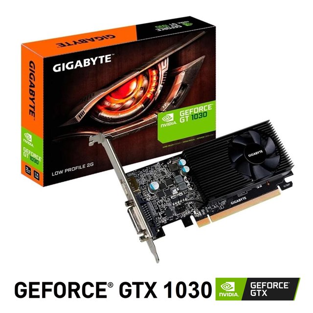 Tarjeta de Video NVIDIA GeForce GT 1030 Gigabyte Low Profile, 2GB Gigabyte Nvidia GV-N1030D5-2GL