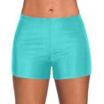 thumbnail image 1 of Prolriy - Bañador corto para mujer, cintura alta, para correr, bikini, ropa de playa, azul claro, talla M, 1 of 8