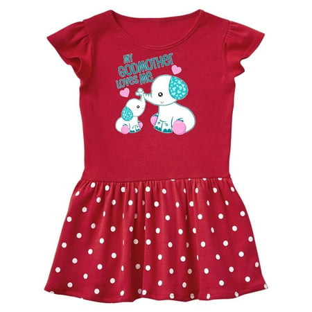 

Inktastic My Godmother Loves Me-cute elephants Gift Toddler Girl Dress