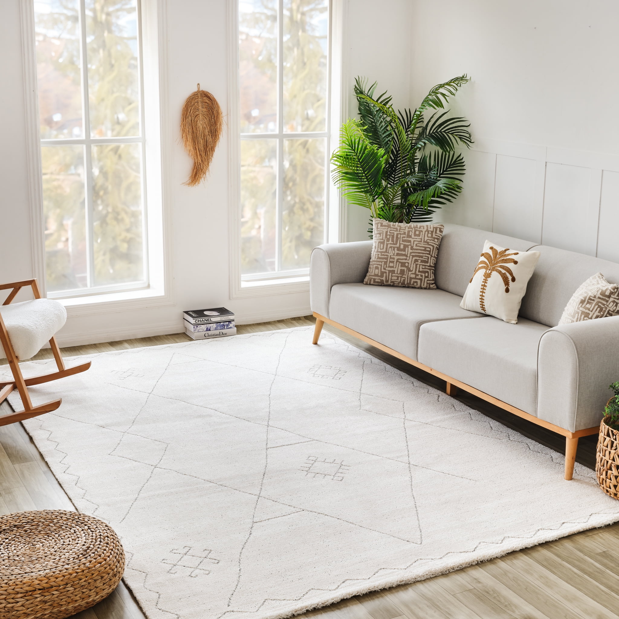 Rug Branch Casa Abstract Indoor Area Rug, Beige Cream, Boho - Living Room, Bedroom, Dining Room, and Kitchen