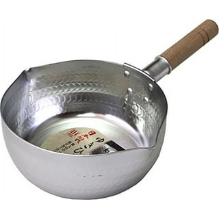 Concord 2 Quart Stainless Steel Yukihira Pan with Steamer Traditional Japanese Saucepan with Wood Handle Great for Ramen, Tempur