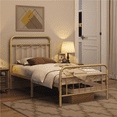 thumbnail image 4 of Alden Design Metal Platform Twin Bed with Vintage Headboard, Adult, Antique Gold, 4 of 12