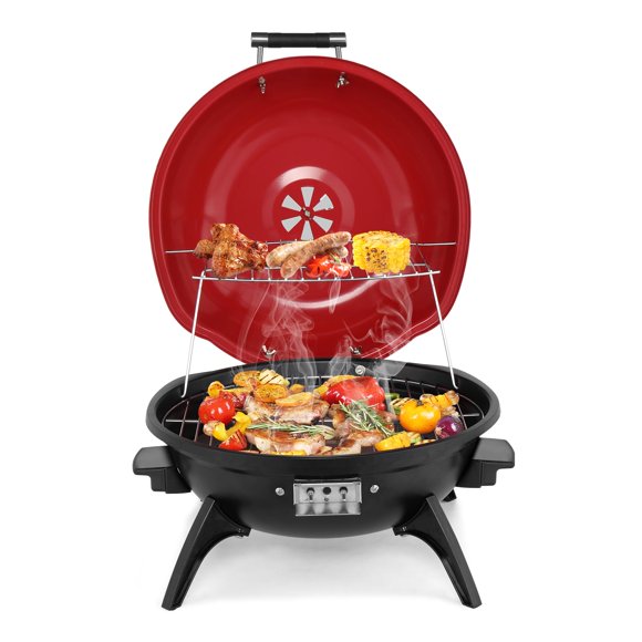 Parrilla eléctrica ROVSUN 1600 W roja de acero inoxidable portátil