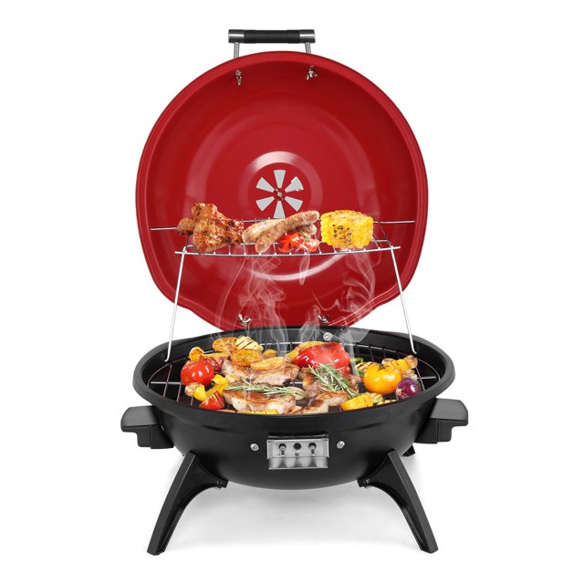 Parrilla eléctrica ROVSUN 1600 W roja de acero inoxidable portátil