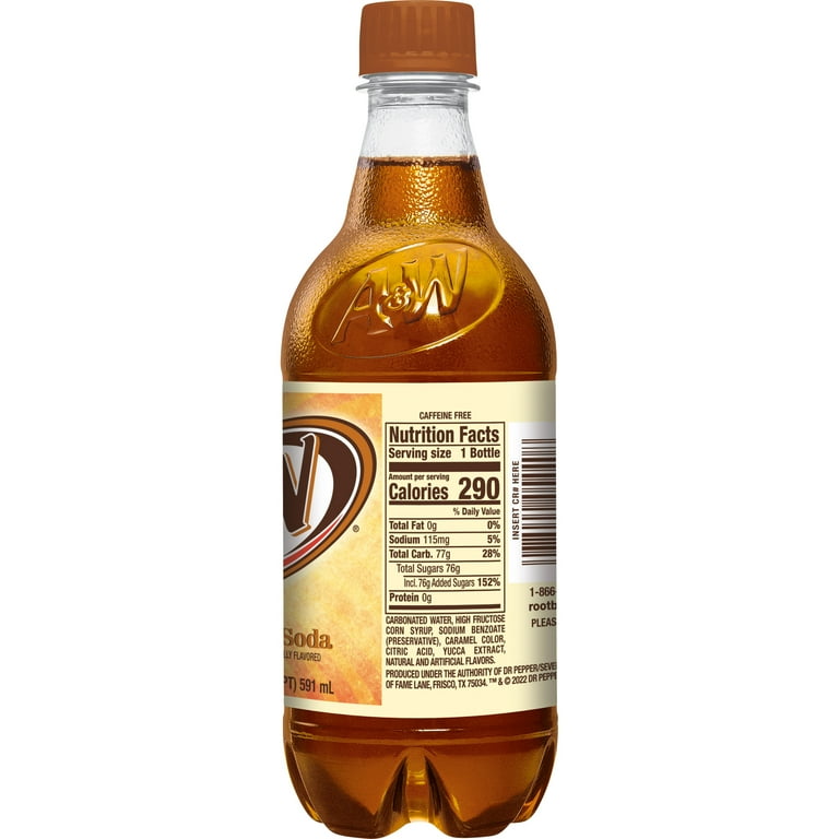 A&W Cream Soda Bottle 20 fl oz Classic Soft Drink with Vanilla