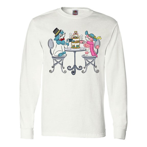 Inktastic Colorful French Poodles With Tea Long Sleeve T-Shirt