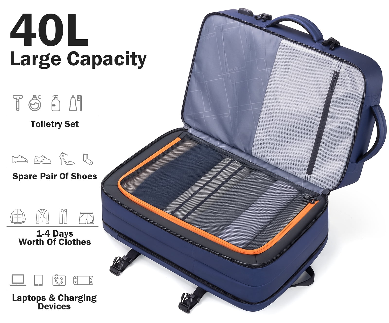 UKEIN Travel Backpack with USB Charging Port 40L Expandable 17 Inch Carry On Backpack Water-resistant Work Business Laptop Backpack for Men