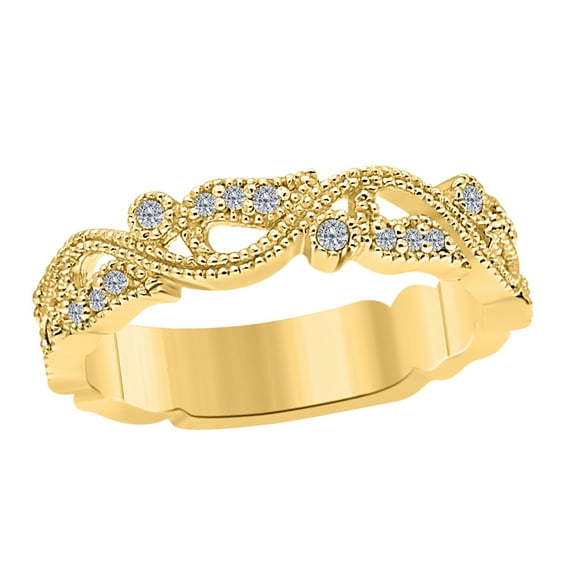 Mauli Jewels Rings for Women 0.20 Carat Diamond Engagement Wedding Band prong 10k Yellow Gold