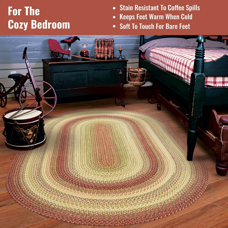 Homespice Barcelona 8x10' Oval Country Rug and Red Area Rugs