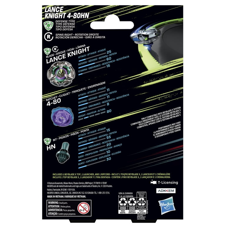 Beyblade X Lance Knight 4-80HN Starter pack Set with Defense Type