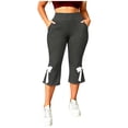 thumbnail image 2 of Noric Women's Plus Size High Waist Capri Leggings with Pockets Bow Tie High Rise Stretchy Casual Workout Cropped Yoga Pants, 2 of 8