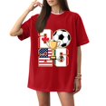 thumbnail image 1 of Women's Football Graphic T-Shirt, Women's Soccer Letter Print Short Sleeve T-Shirt, Casual Summer Neck Top for Women Sports Fan Tee Shirt Everyday for Soccer Tournament 2026 Red Size: 2XL, 1 of 5